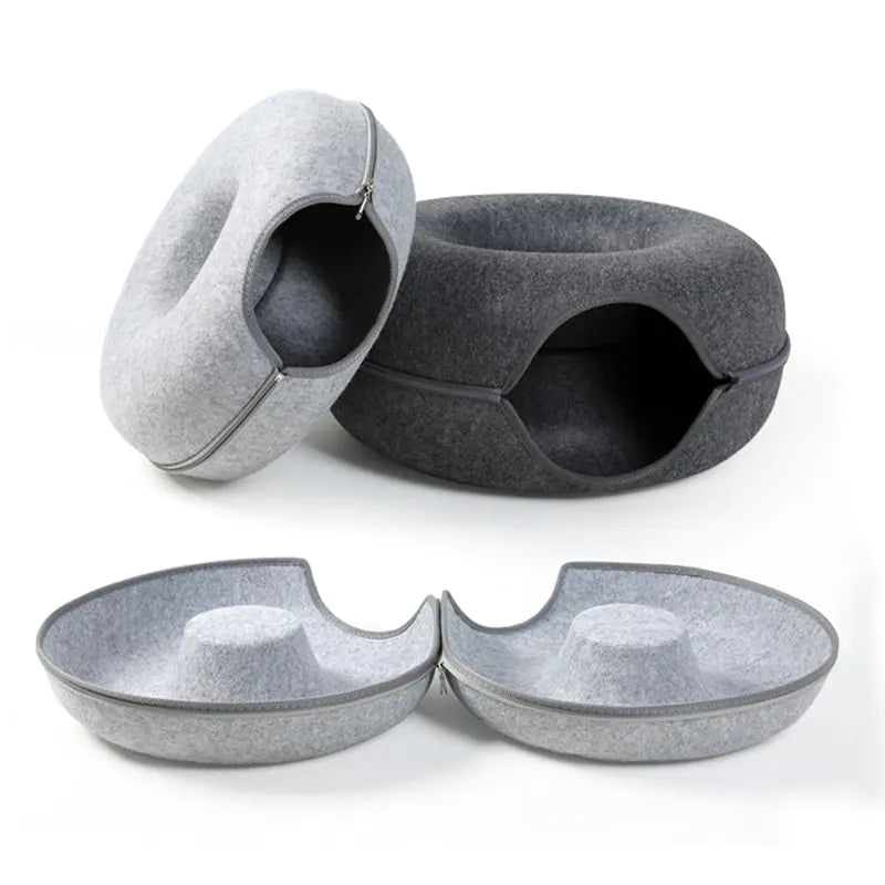 PawPlay Donut Cat Bed and Tunnel