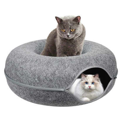 PawPlay Donut Cat Bed and Tunnel