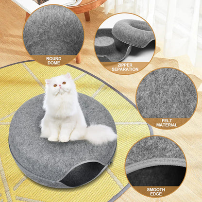 PawPlay Donut Cat Bed and Tunnel